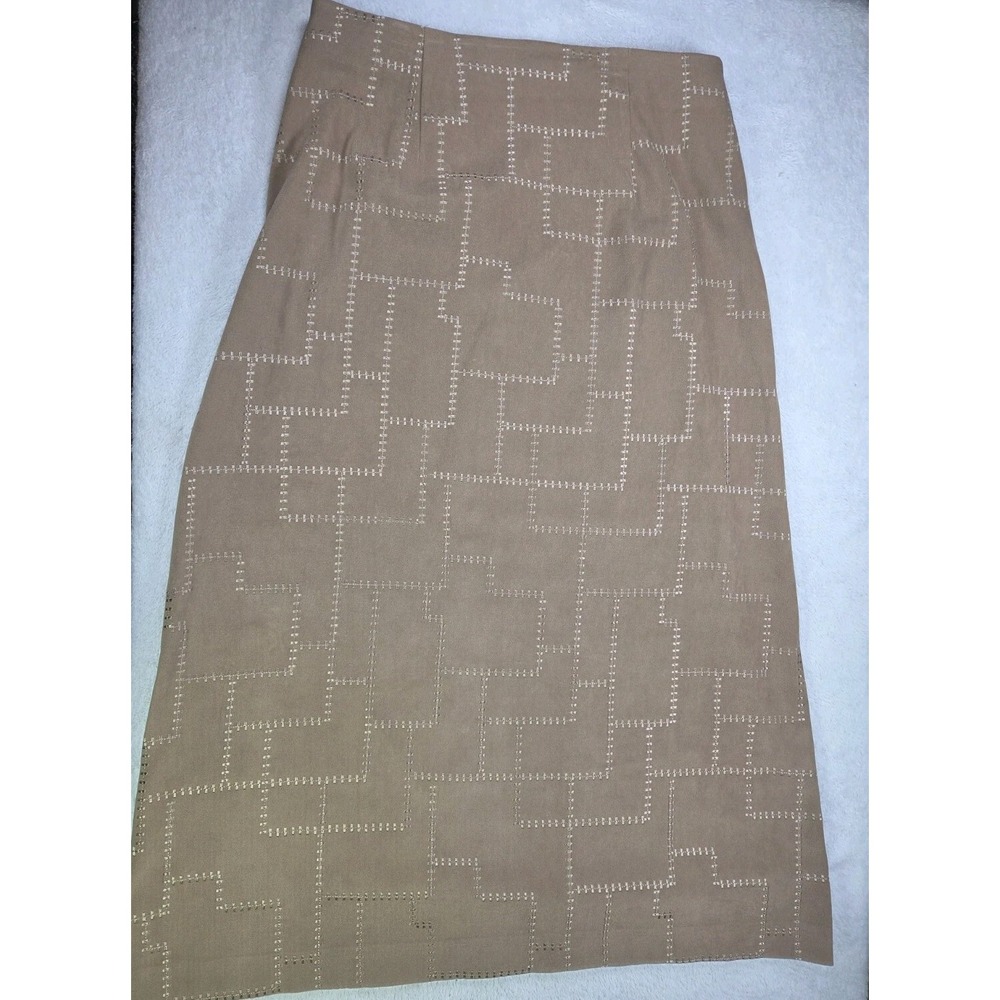 Harve Benard Skirt Womens 14 Brown Geometric Embroidered Long Midi Career Y2K